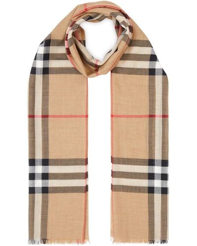 Burberry Giant Check Cashmere Scarf - Natural