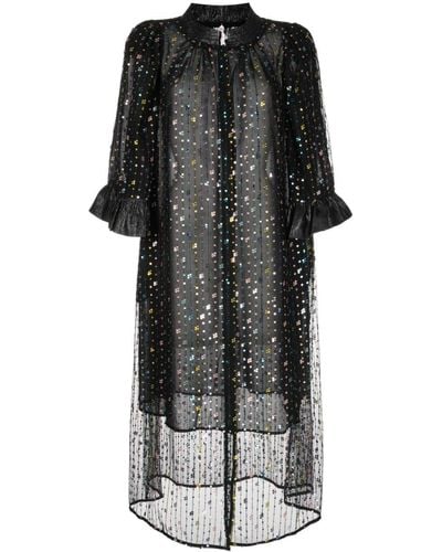 Celiab Osiris Sequin-embellished Shirtdress - Black