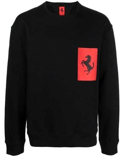 Ferrari Logo-print Crew-neck Sweatshirt - Black
