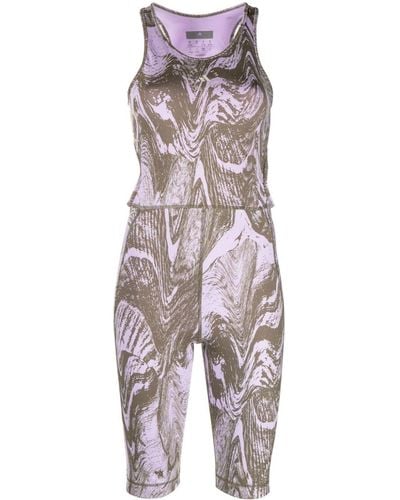 adidas By Stella McCartney Abstract-print Racerback Jumpsuit - Purple