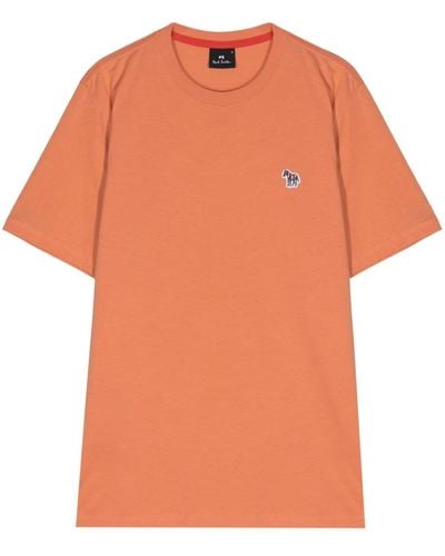 PS by Paul Smith Zebra-patch Cotton T-shirt - Orange