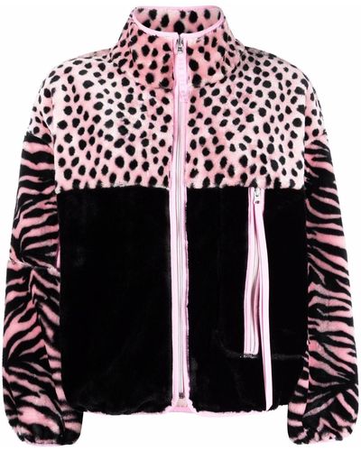 UGG Animal-print Zip-up Faux-fur Jacket - Pink