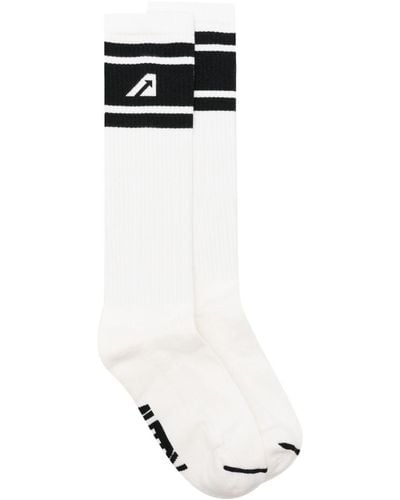 Autry Logo-intarsia Ribbed Socks - White