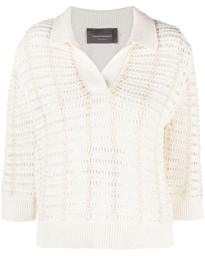 Lorena Antoniazzi Three-quarter Knitted Polo Shirt - White