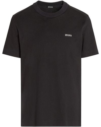 Zegna T-Shirt mit Logo-Print - Schwarz