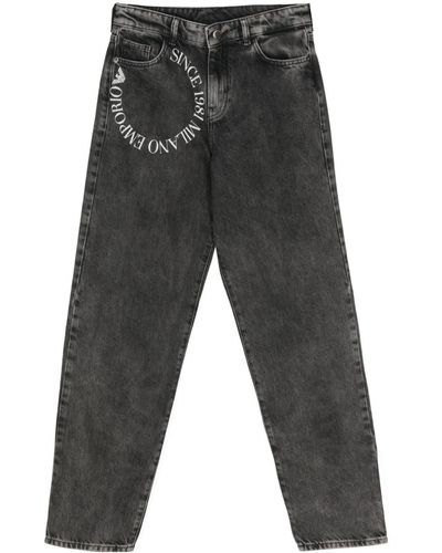 Emporio Armani Logo-print slim-fit jeans - Gris