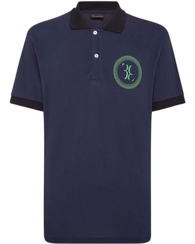 Billionaire Logo-embroidered Cotton Polo Shirt - Blue
