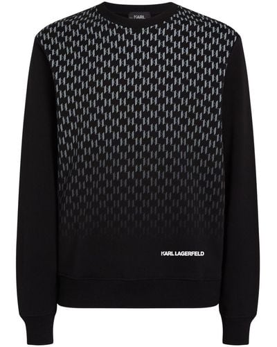 Karl Lagerfeld Monogram-ombré Organic Cotton Sweatshirt - Black