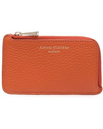 Aspinal of London Pebbled Small Zip Coin Purse - Orange