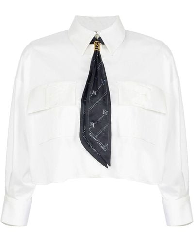 Elisabetta Franchi Cropped-Hemd mit Schal - Weiß