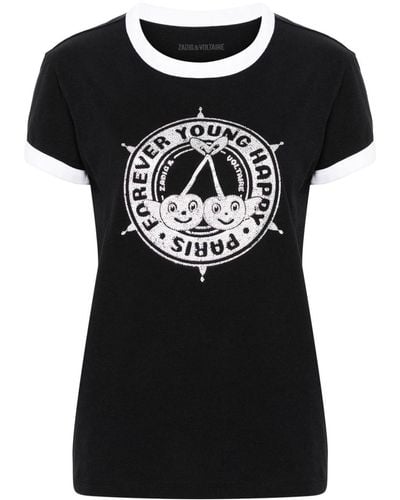 Zadig & Voltaire Walk Diamante Insignia T-shirt - Black