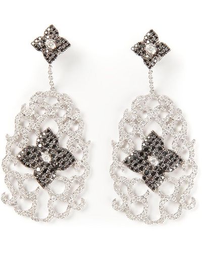 Elise Dray Boucles d'oreilles en or blanc 18ct pavé de diamants - Neutre