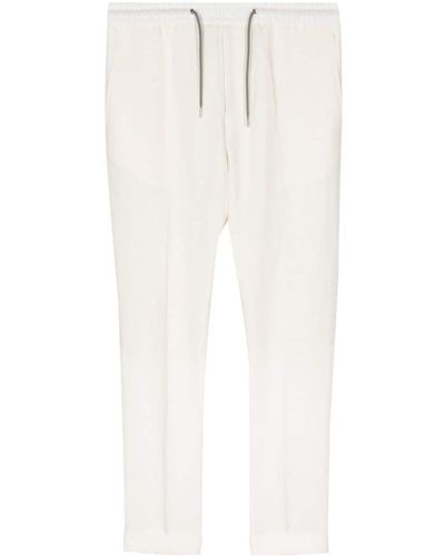 Paul Smith Pantalon en lin à taille à lien de resserrage - Blanc