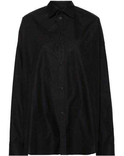 Balenciaga Logo-embellished Cotton Shirt - Black