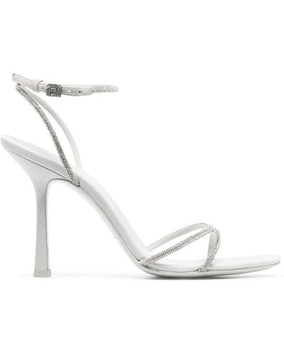 Alexander Wang White Dahlia 105 Leather Sandals - Women's - Calf Leather/crystal/fabric