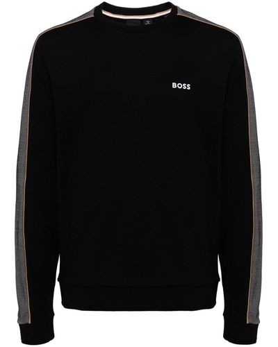 BOSS Sweatshirt mit Logo-Stickerei - Schwarz