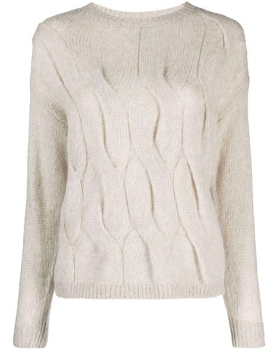 Luisa Cerano Crew-neck Cable-knit Sweater - Natural