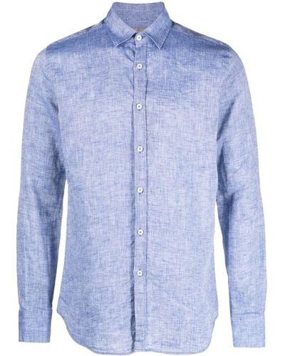 Canali Long-sleeve Linen Shirt - Blue