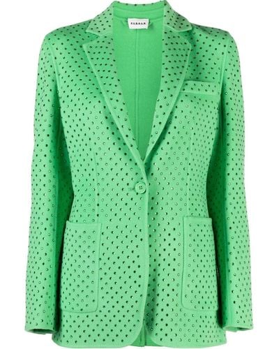 P.A.R.O.S.H. Crystal-embellished Wool-cashmere Blazer - Green