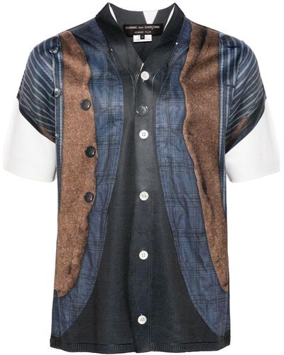 Comme des Garçons Graphic-print V-neck Cardigan - Blue