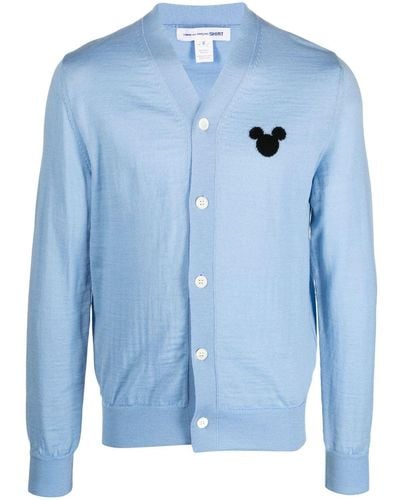Comme des Garçons Shirt Disney Print Wool Blend Cardigan - Blue