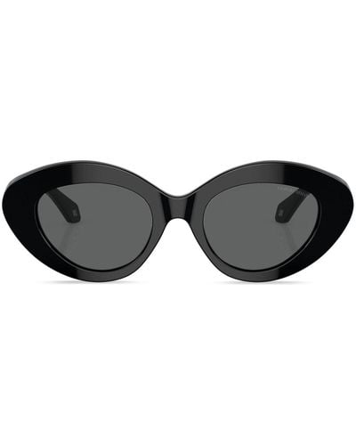 Giorgio Armani Sonnenbrille mit ovalem Gestell - Schwarz
