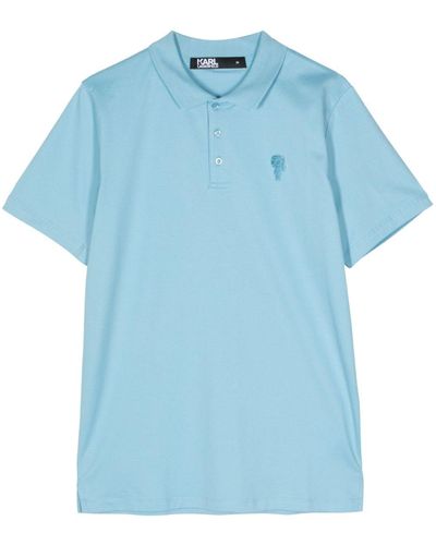 Karl Lagerfeld Poloshirt Met Borduurwerk - Blauw