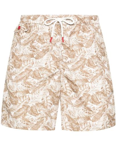 Kiton Floral-print Swim Shorts - Natural