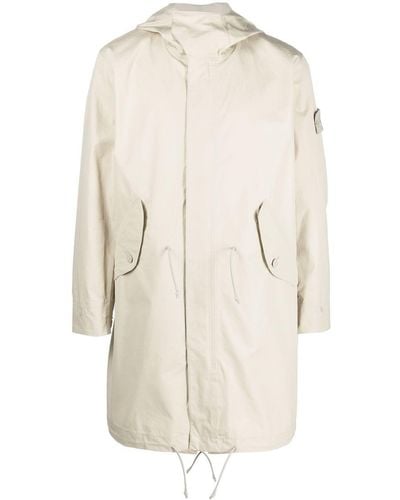 Stone Island Compass-patch Long-sleeved Coat - White