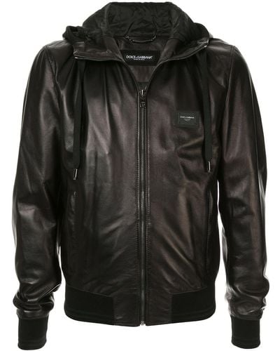 Dolce & Gabbana Logo-tag Leather Jacket - Black