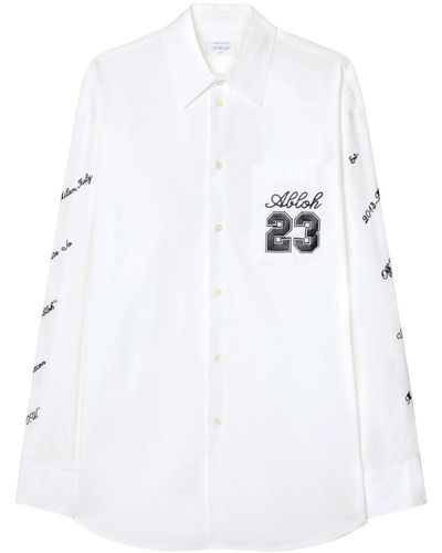 Off-White c/o Virgil Abloh Chemise en coton à logo brodé - Blanc