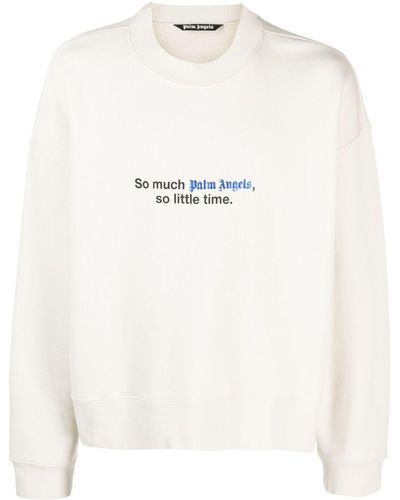 Palm Angels Slogan-print Crew-neck Sweatshirt - White