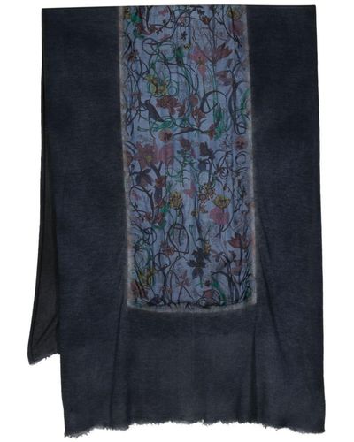 Avant Toi Floral-print Scarf - Blue