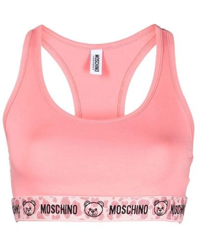 Moschino Teddy Bear Motif Sports Bra - Pink