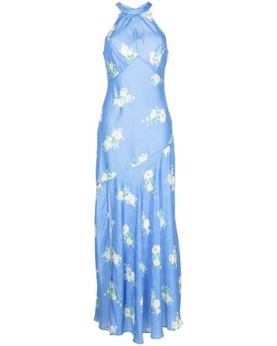 LoveShackFancy Brinda Floral-print Maxi Dress - ブルー