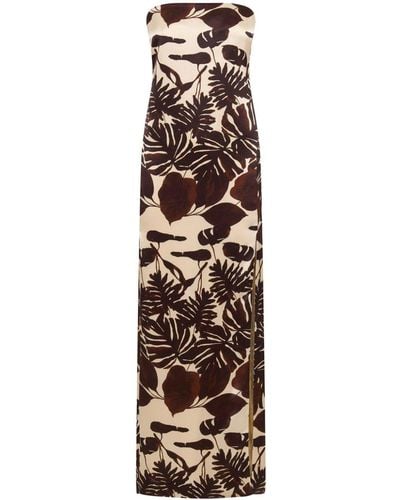 Nicholas Axelie Botanical-print Dress - Brown