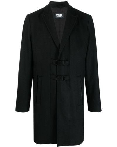 Karl Lagerfeld Peak-lapels Wool-blend Coat - Black