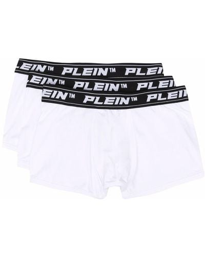 Philipp Plein Set di 3 boxer con logo - Bianco