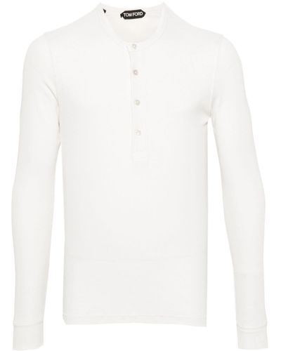 Tom Ford Fijngeribbeld T-shirt Met Lange Mouwen - Wit