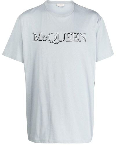 Alexander McQueen Camiseta con logo estampado - Azul