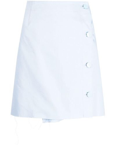 Raf Simons Frayed-hem Denim Miniskirt - White