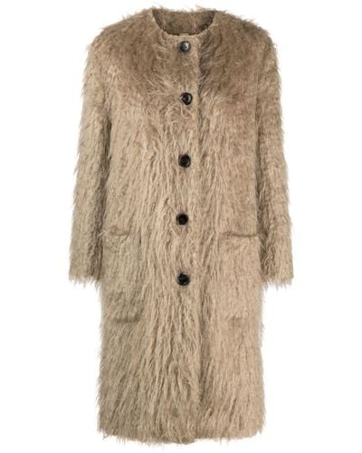 Gucci Horsebit-embellished Faux-fur Coat - Natural