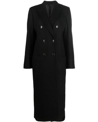 Totême Double-breasted Wool Overcoat - Black