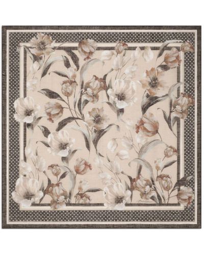 Dolce & Gabbana Gestreifter Schal mit Blumen-Print - Natur