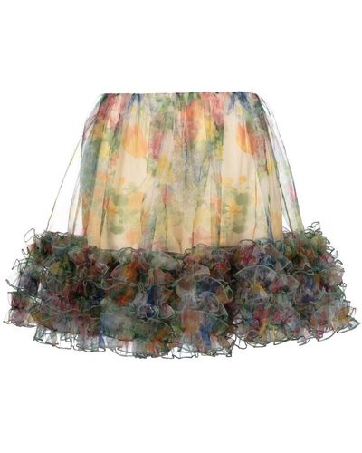 Viktor & Rolf Blooming Summer Frill Mini Skirt - Natural