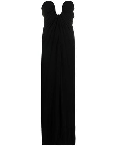 Saint Laurent Draped Silk-crepe Gown - Black