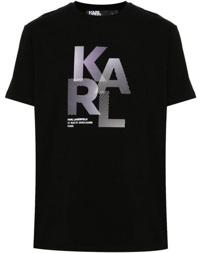 Karl Lagerfeld T-shirt en coton à logo imprimé - Noir