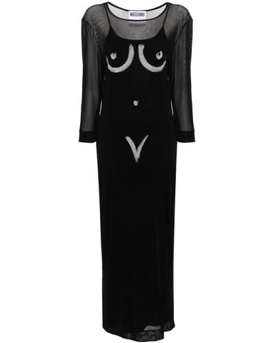 Moschino メッシュ スリップドレス - ブラック