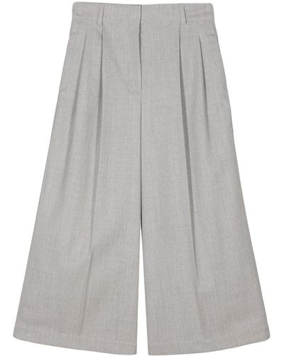 ODEEH Cropped Wide-leg Trousers - Grey