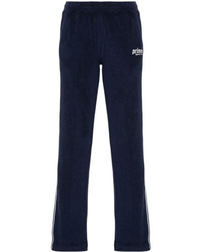 Sporty & Rich Logo-embroidered Terry-cloth Trousers - Blue